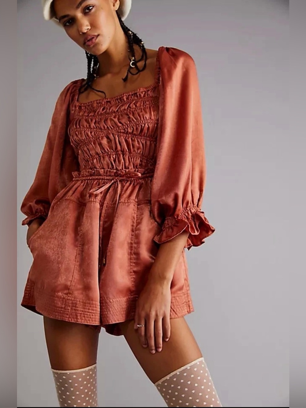FREE‎ PEOPLE Cassidy Romper Terra Cotta Orange XS